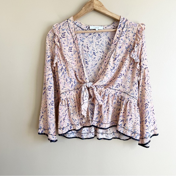 IRO Jarley Tie-front Printed Silk Crepe De Chine Blouse Size 38 or Medium US - Picture 4 of 11